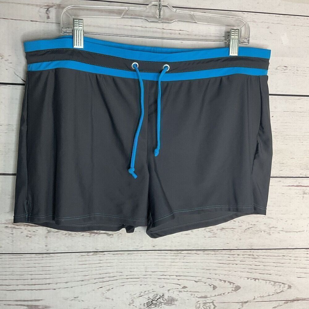 Free Country Women's XXL (16w-18w) Gray Lined swim Shorts Drawstring Waist Lined